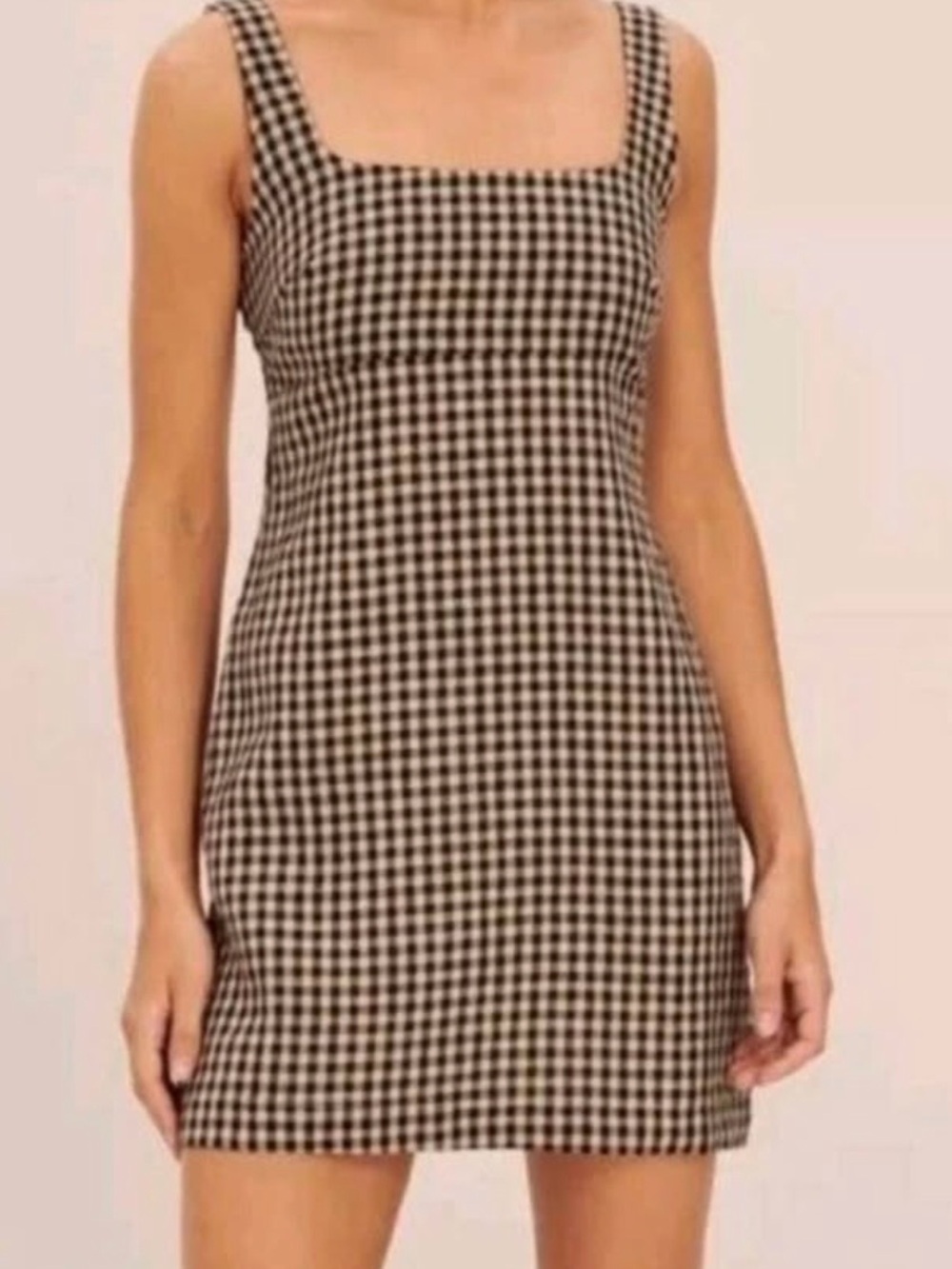 Banana Republic Black & White Gingham Square-Neck Mini Dress